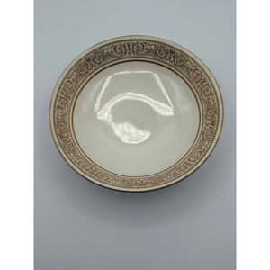 Mikasa Bone China Oberlin 113 Soup Bowl Japan Gold & Brown Scroll Trim